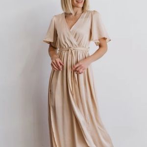 Baltic Born - Sicily Natural Satin Maxi Dress